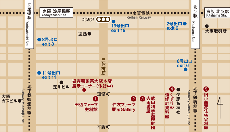 地図：道修町ミュージアムストリート